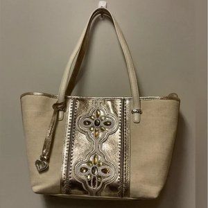 Brighton Kenya Gemstone zip top Canvas Tote Purse Handbag